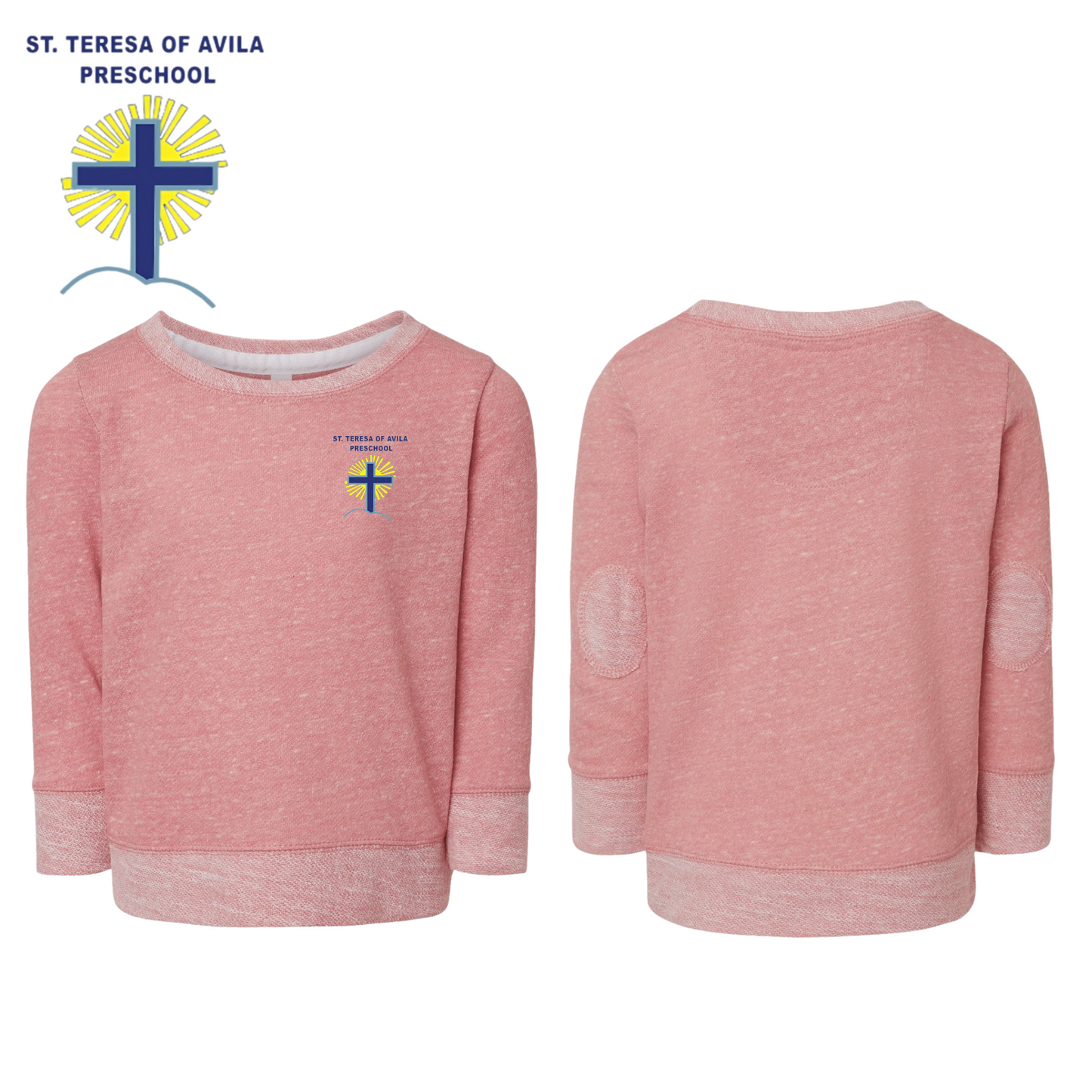 Rabbit Skins Toddler Harborside Mélange French Terry Crewneck Sweatshirt w/ Embroidered Logo