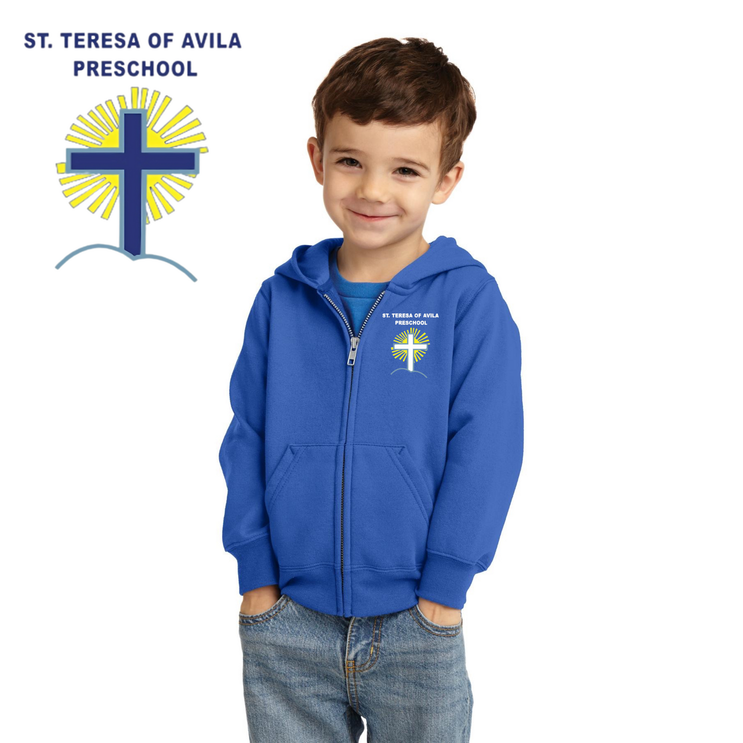 Port & Co ™ Toddler Core Fleece Full-Zip Hooded Sweatshirt w/ Embroidered Logo