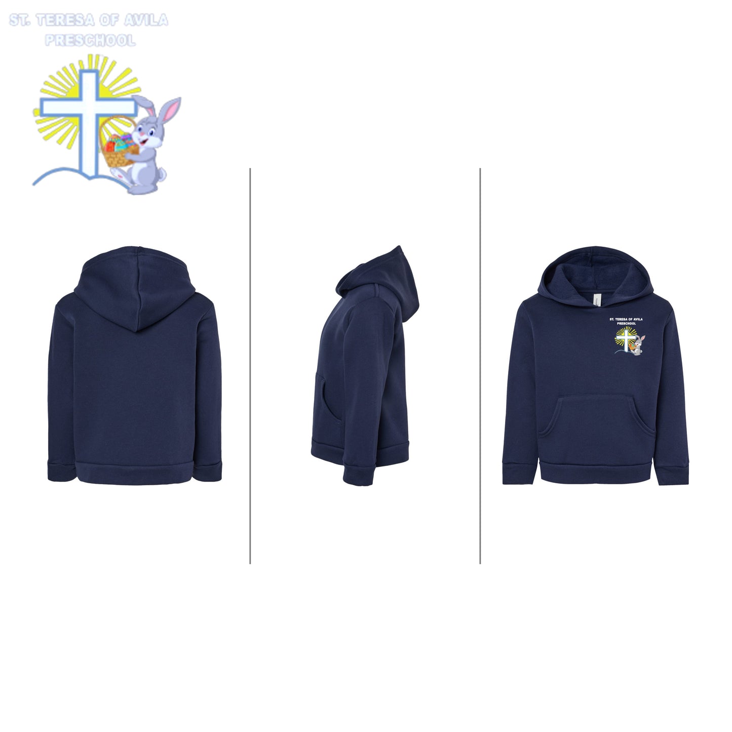 BELLA + CANVAS - Toddler Sponge Fleece Pullover Hoodie w/ Easter Bunny Embroidered Logo