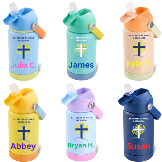 12oz Stainless Steel Insulated Water Bottle w/ Students Name