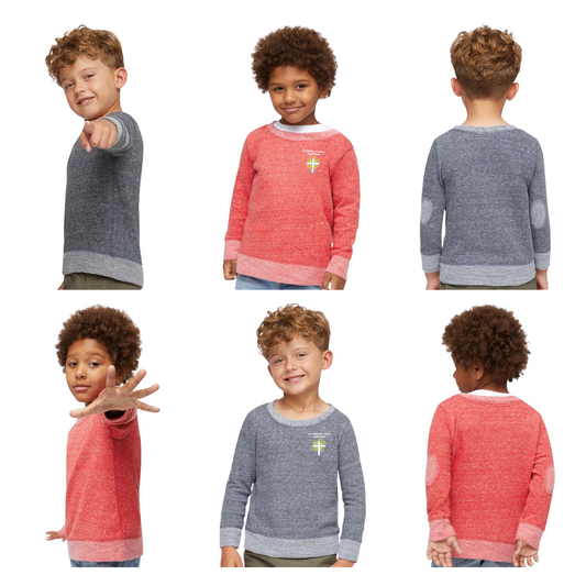 Rabbit Skins Toddler Harborside Mélange French Terry Crewneck Sweatshirt w/ Embroidered Logo