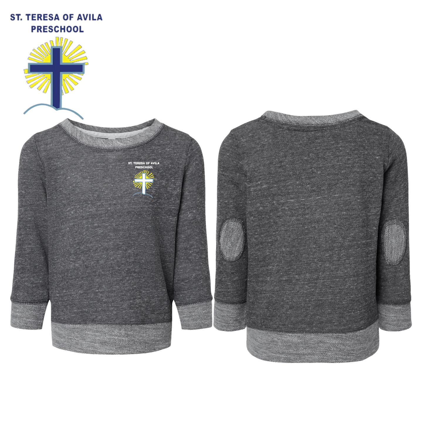 Rabbit Skins Toddler Harborside Mélange French Terry Crewneck Sweatshirt w/ Embroidered Logo