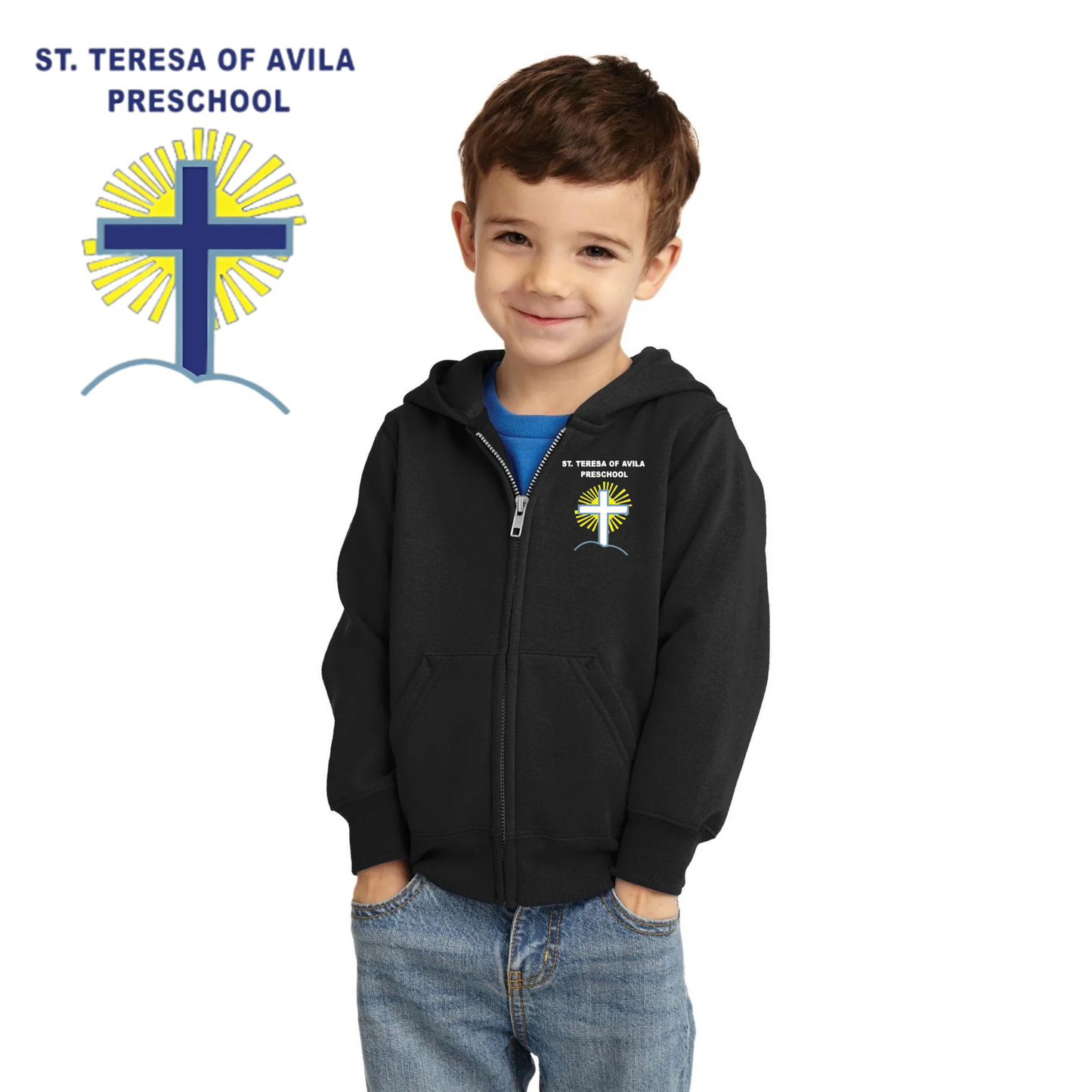 Port & Co ™  Toddler Core Fleece Full-Zip Hooded Sweatshirt w/ Embroidered Logo