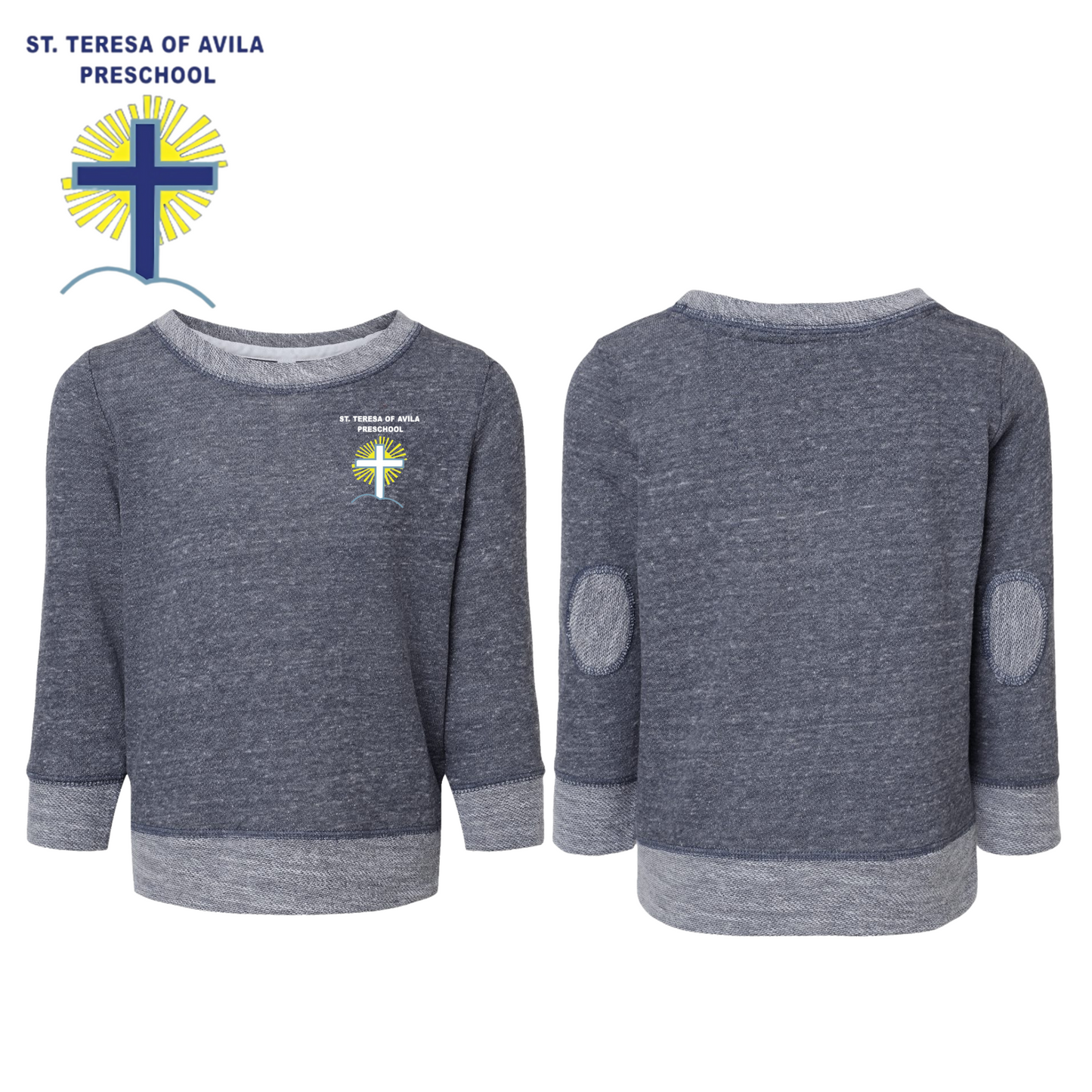 Rabbit Skins Toddler Harborside Mélange French Terry Crewneck Sweatshirt w/ Embroidered Logo