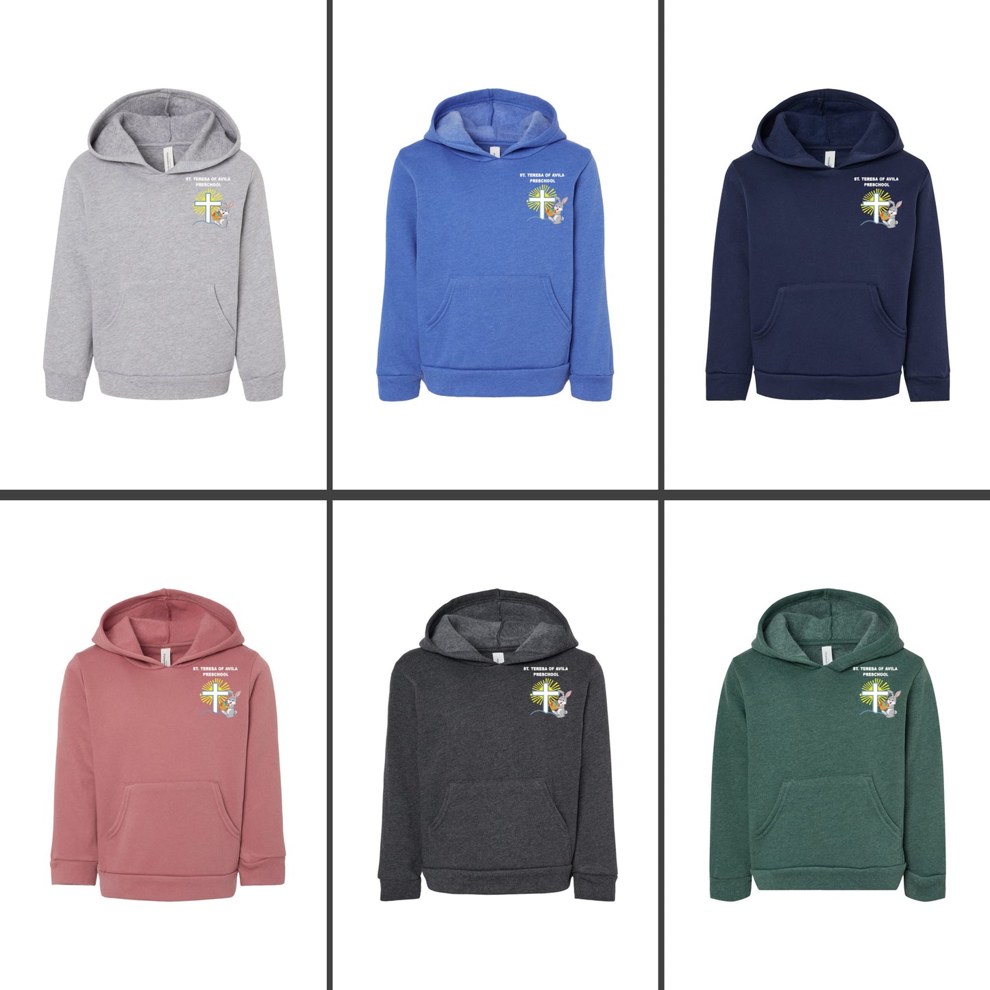 BELLA + CANVAS - Toddler Sponge Fleece Pullover Hoodie w/ Easter Bunny Embroidered Logo