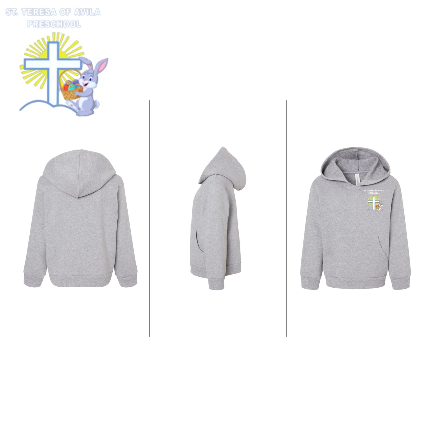 BELLA + CANVAS - Toddler Sponge Fleece Pullover Hoodie w/ Easter Bunny Embroidered Logo