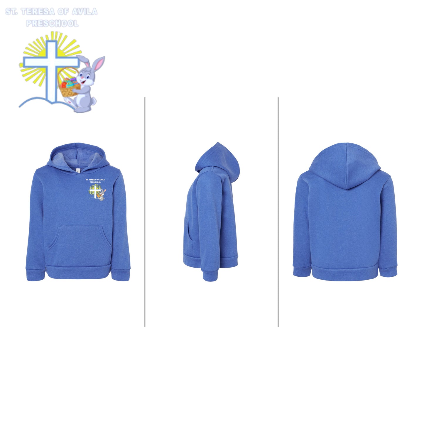 BELLA + CANVAS - Toddler Sponge Fleece Pullover Hoodie w/ Easter Bunny Embroidered Logo