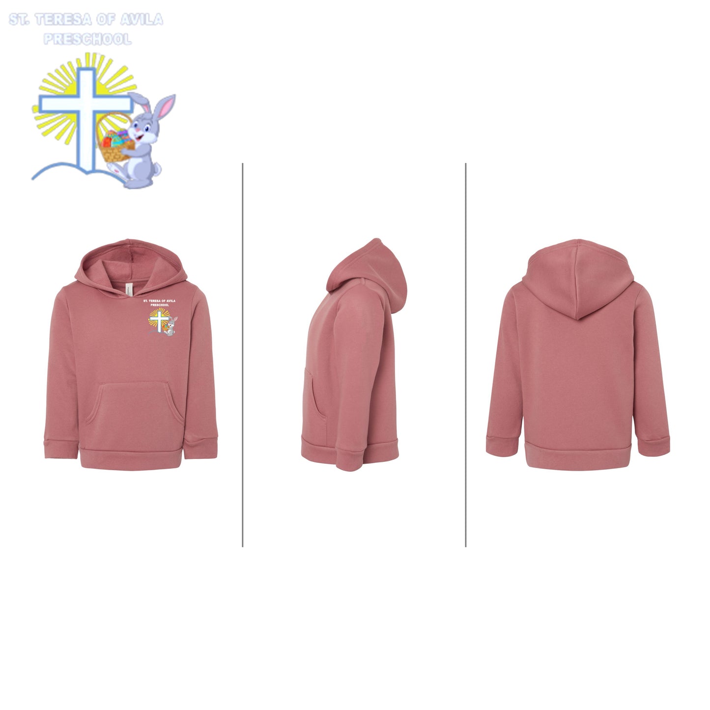 BELLA + CANVAS - Toddler Sponge Fleece Pullover Hoodie w/ Easter Bunny Embroidered Logo